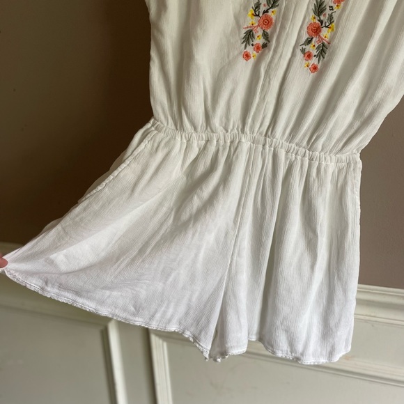 Abercrombie & Fitch Embroidered Romper Pockets Lace  Cottagecore Boho White S - Picture 5 of 10